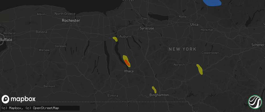 Hail map in Locke, NY on June 30, 2026