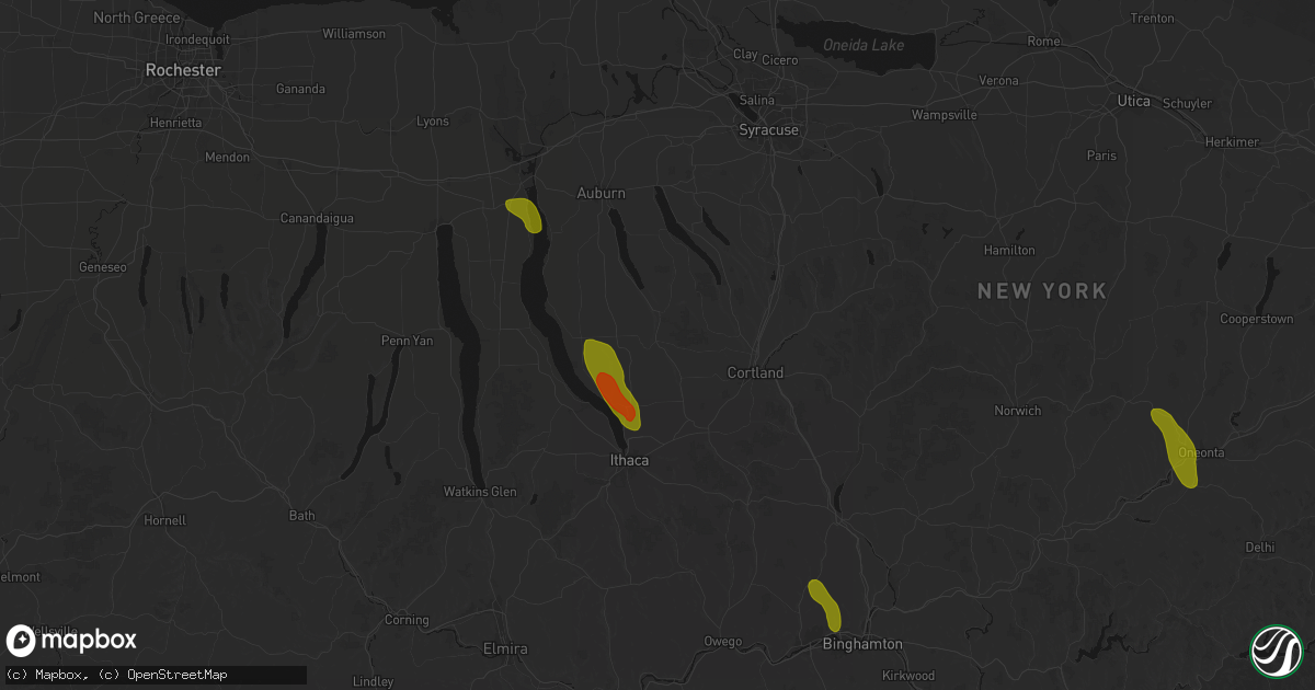 Hail map in Locke, NY on June 30, 2026