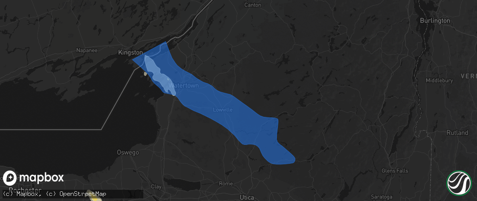 Hail map in Lowville, NY on June 30, 2026