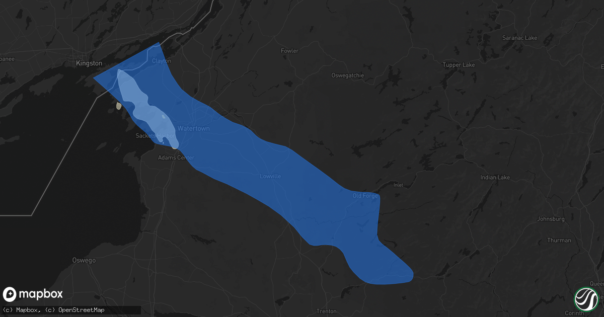 Hail map in Lowville, NY on June 30, 2026