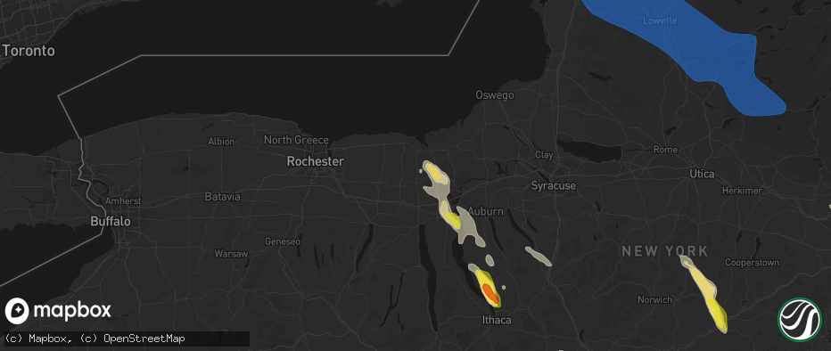 Hail map in Lyons, NY on June 30, 2026