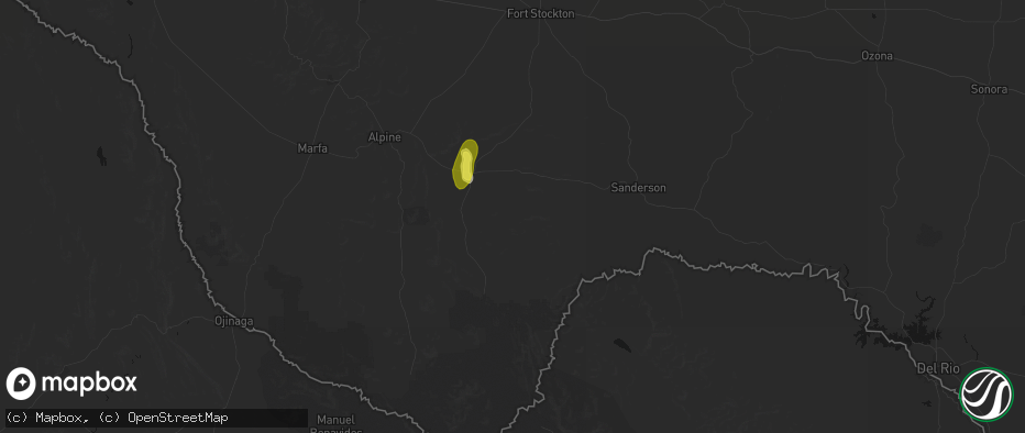 Hail map in Marathon, TX on June 30, 2026