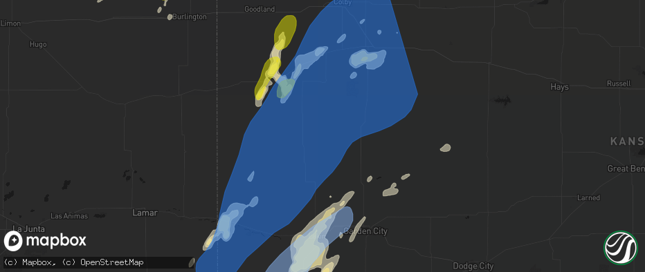 Hail map in Marienthal, KS on June 30, 2026