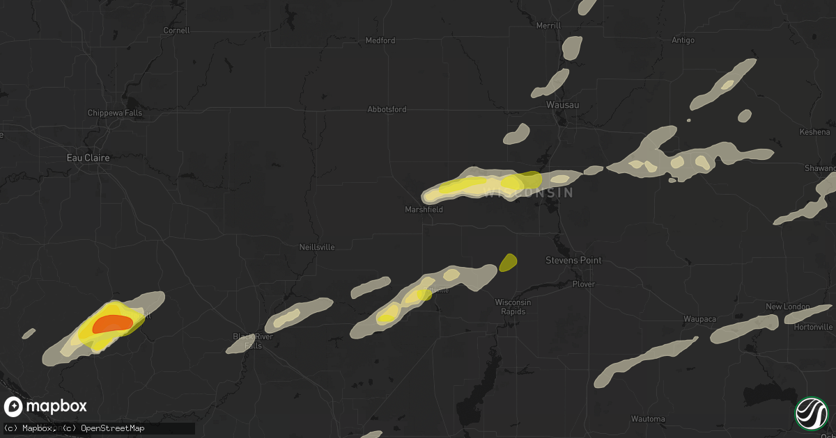 Hail map in Marshfield, WI on June 30, 2026