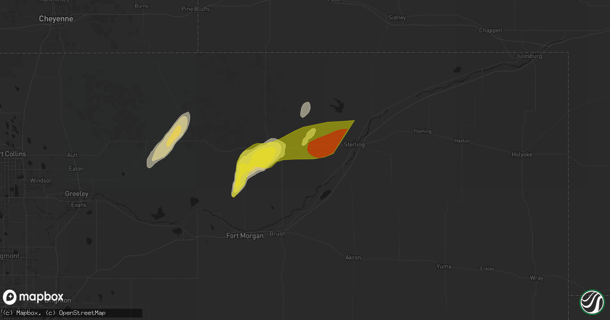 Hail map in Merino, CO on June 30, 2026