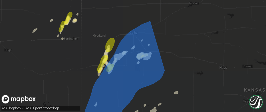 Hail map in Monument, KS on June 30, 2026