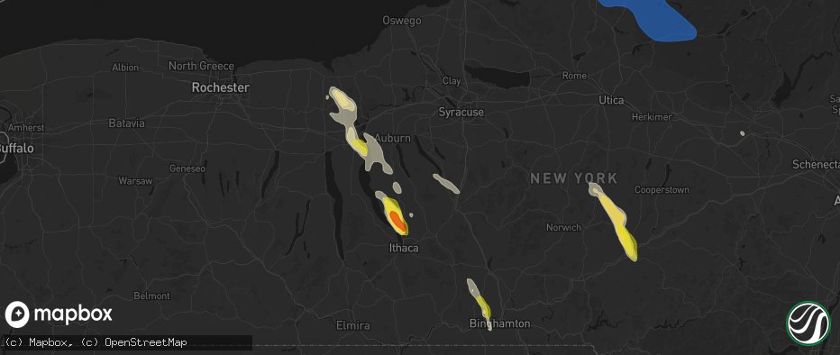 Hail map in Moravia, NY on June 30, 2026