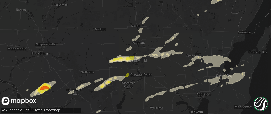 Hail map in Mosinee, WI on June 30, 2026