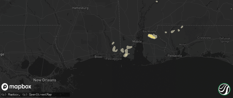 Hail map in Moss Point, MS on June 30, 2026