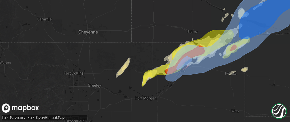 Hail map in New Raymer, CO on June 30, 2026