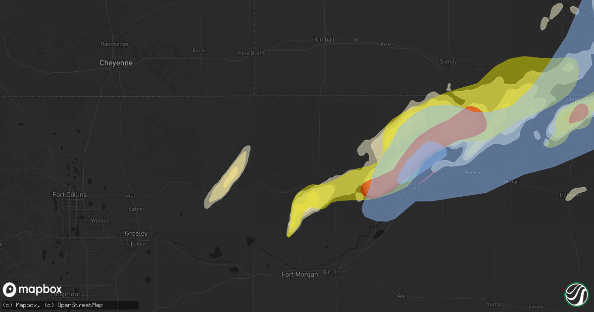 Hail map in New Raymer, CO on June 30, 2026