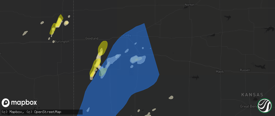 Hail map in Oakley, KS on June 30, 2026