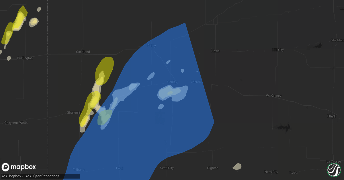 Hail map in Oakley, KS on June 30, 2026