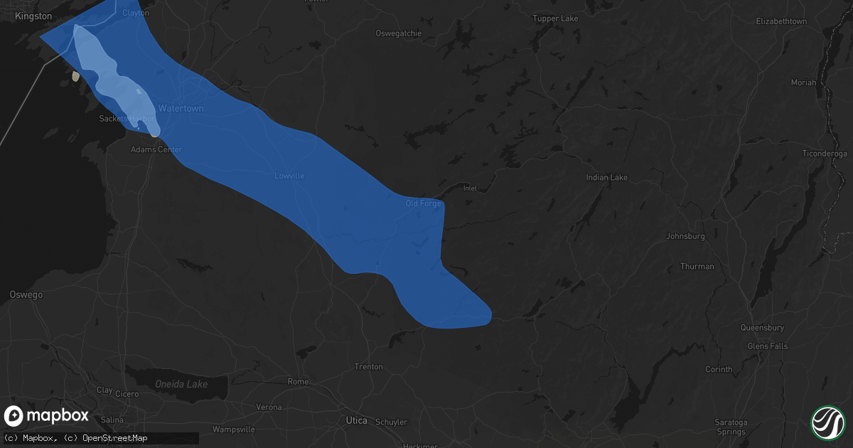 Hail map in Old Forge, NY on June 30, 2026
