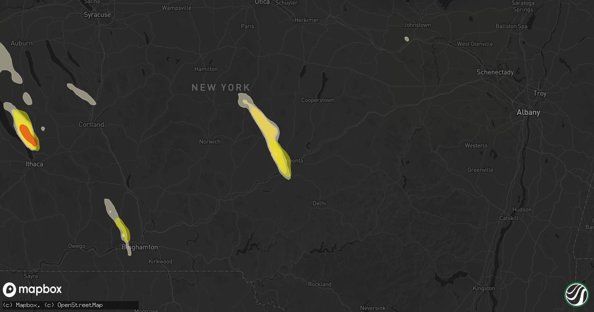 Hail map in Oneonta, NY on June 30, 2026