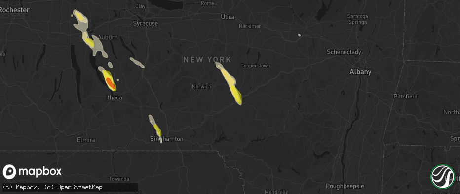 Hail map in Otego, NY on June 30, 2026