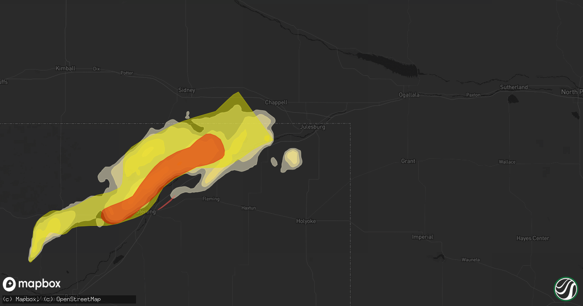 Hail map in Ovid, CO on June 30, 2026