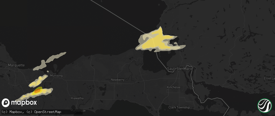 Hail map in Paradise, MI on June 30, 2026
