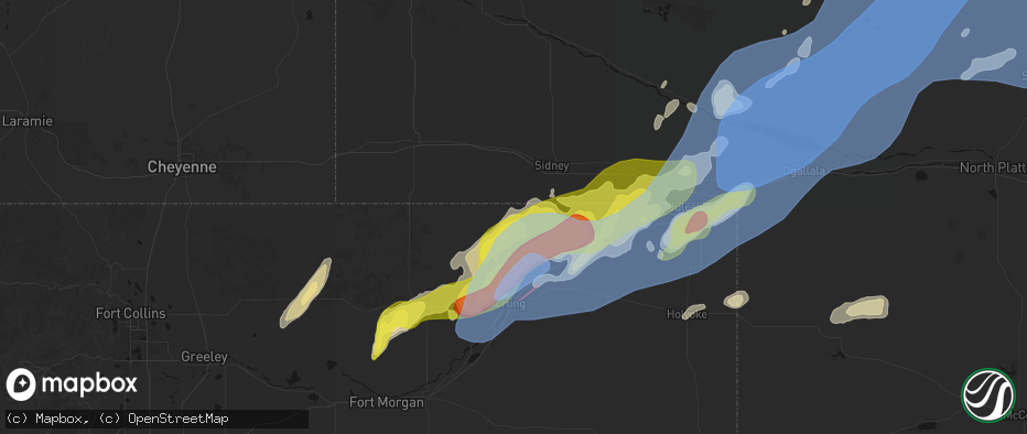 Hail map in Peetz, CO on June 30, 2026