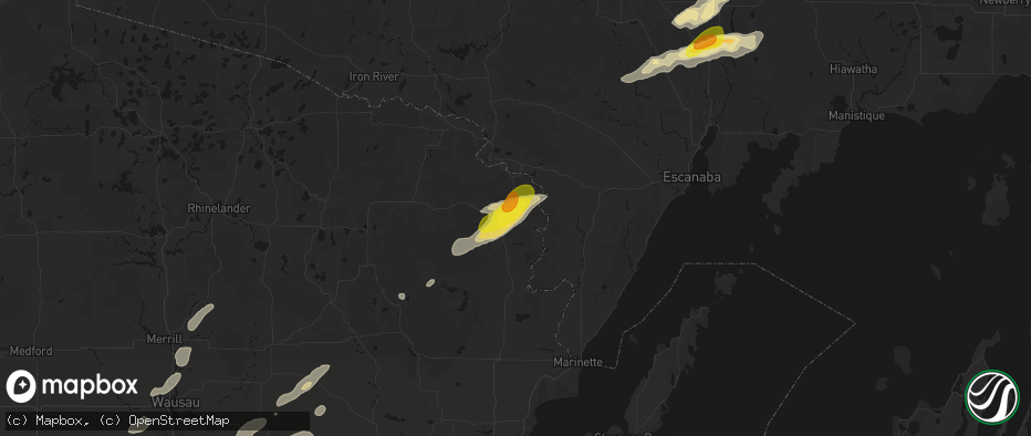 Hail map in Pembine, WI on June 30, 2026
