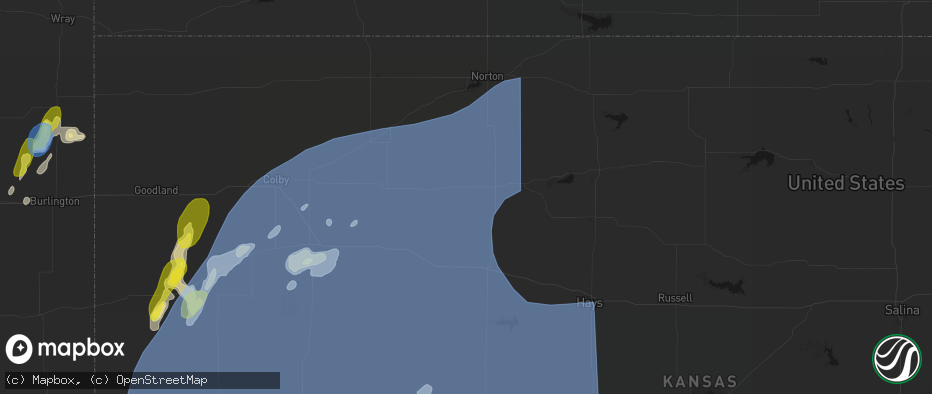 Hail map in Penokee, KS on June 30, 2026