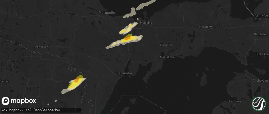 Hail map in Rapid River, MI on June 30, 2026