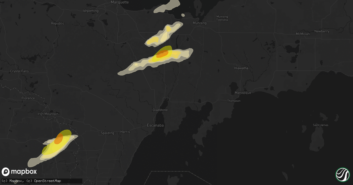 Hail map in Rapid River, MI on June 30, 2026
