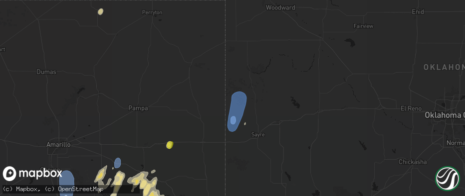 Hail map in Reydon, OK on June 30, 2026
