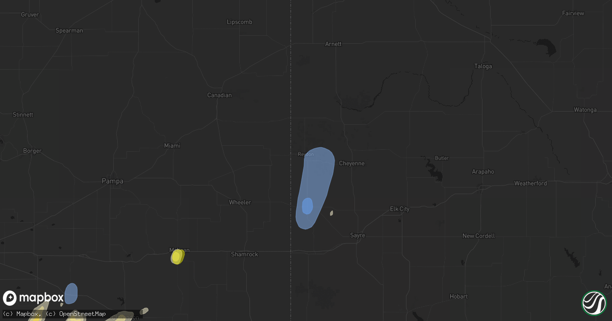Hail map in Reydon, OK on June 30, 2026
