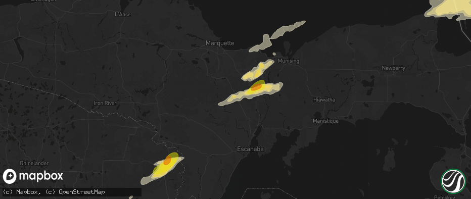 Hail map in Rock, MI on June 30, 2026