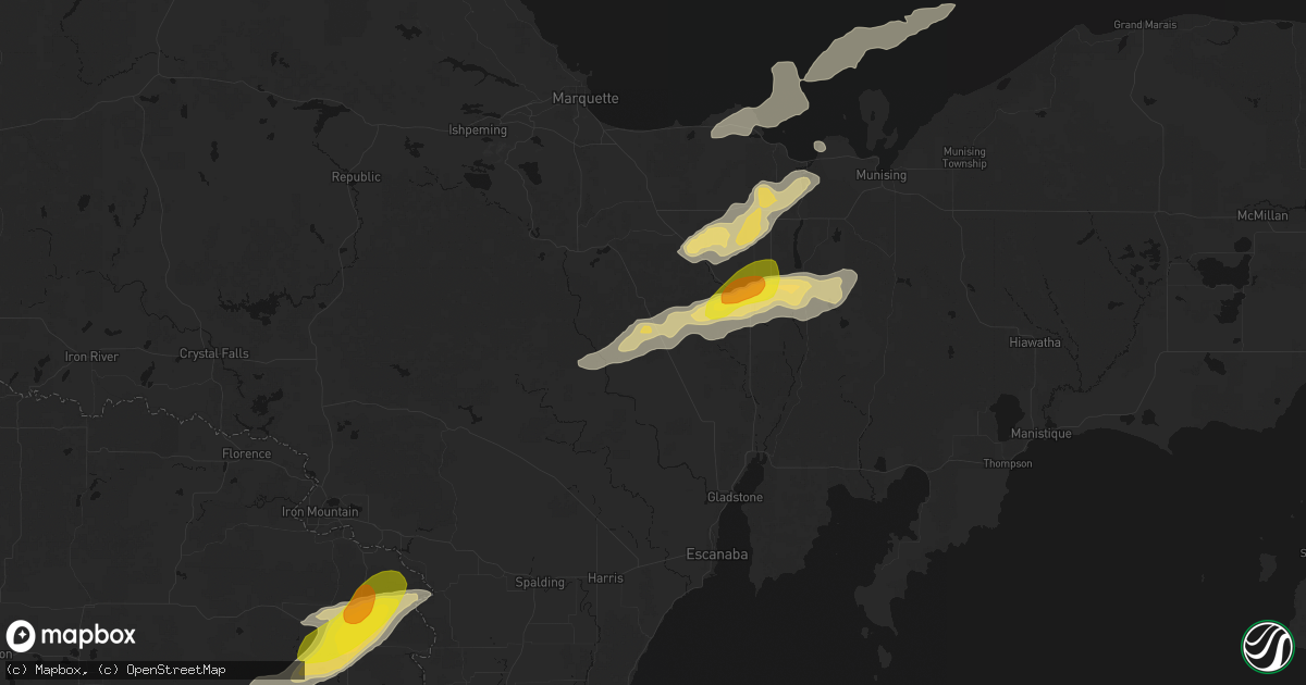 Hail map in Rock, MI on June 30, 2026