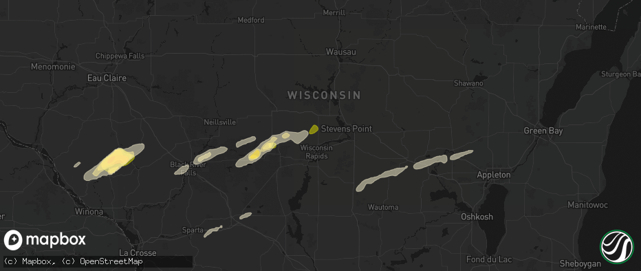 Hail map in Rudolph, WI on June 30, 2026