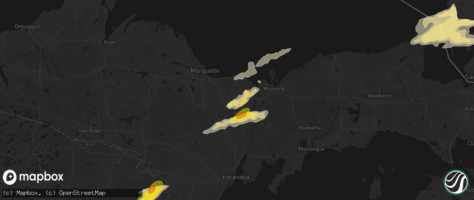 Hail map in Rumely, MI on June 30, 2026
