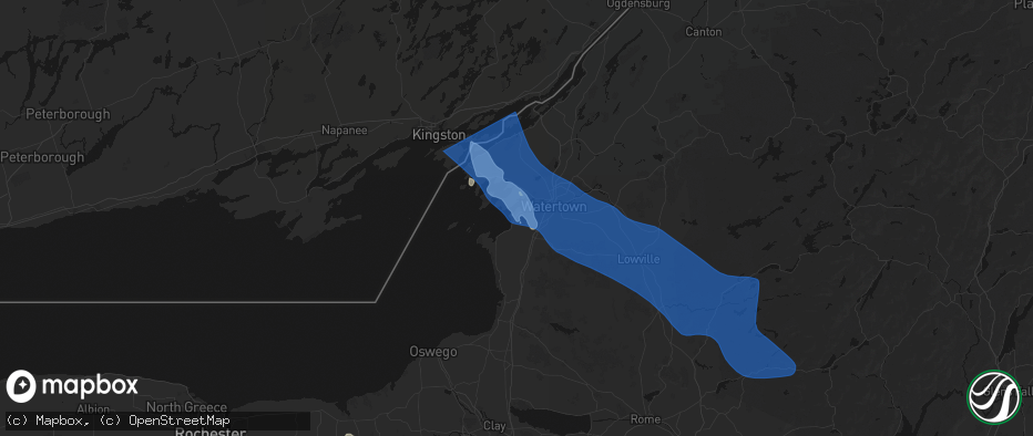 Hail map in Sackets Harbor, NY on June 30, 2026