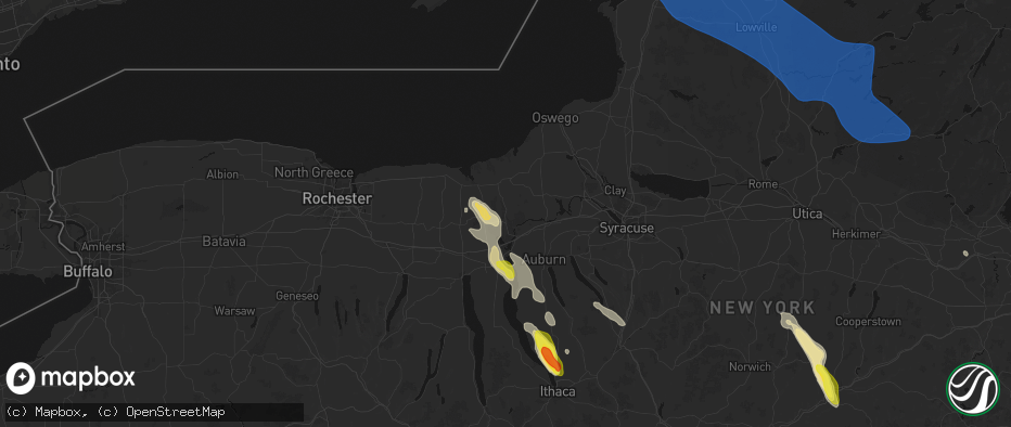 Hail map in Savannah, NY on June 30, 2026