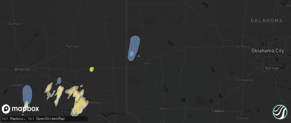 Hail map in Sayre, OK on June 30, 2026