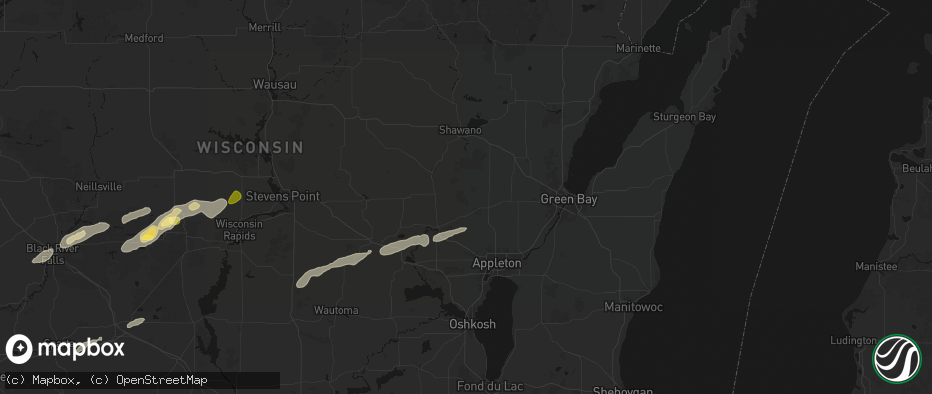 Hail map in Shiocton, WI on June 30, 2026