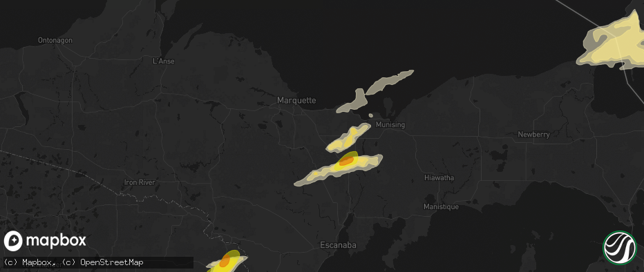 Hail map in Skandia, MI on June 30, 2026