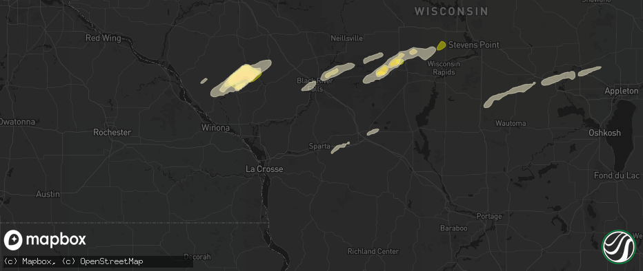 Hail map in Sparta, WI on June 30, 2026