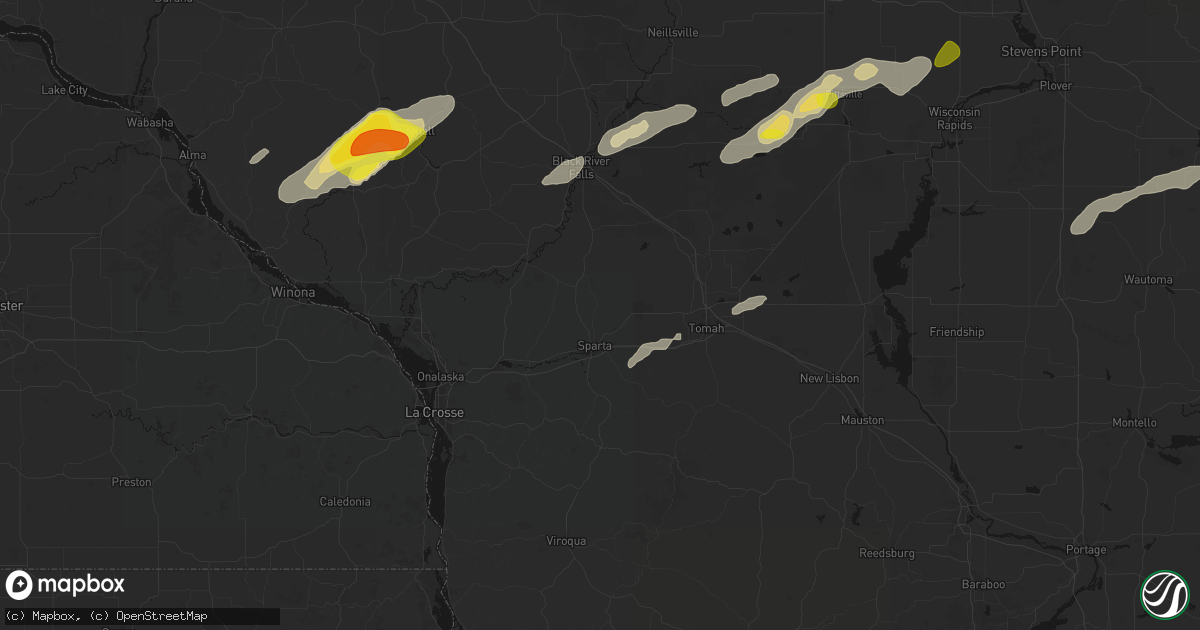 Hail map in Sparta, WI on June 30, 2026