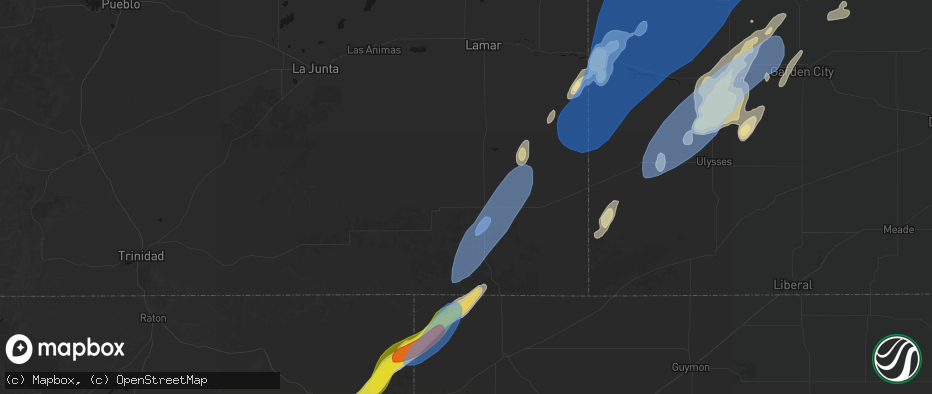 Hail map in Springfield, CO on June 30, 2026