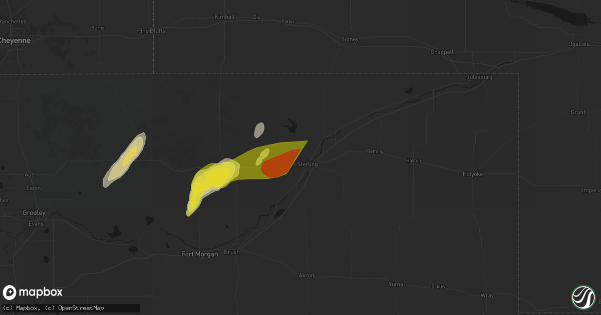 Hail map in Sterling, CO on June 30, 2026