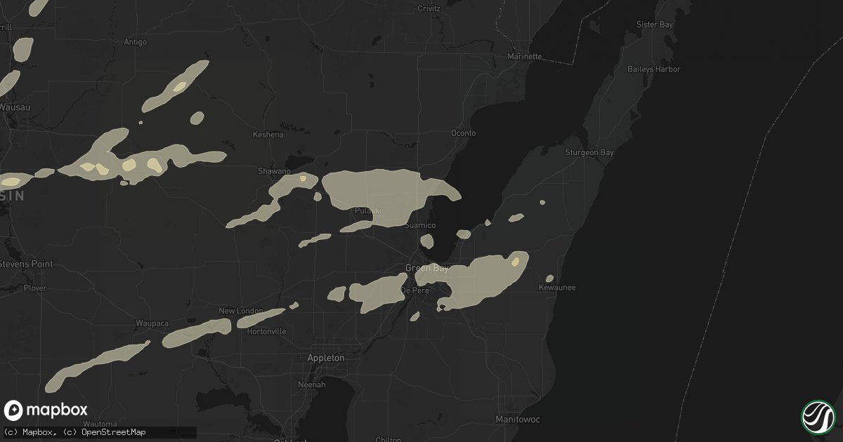 Hail map in Suamico, WI on June 30, 2026