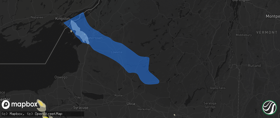 Hail map in Thendara, NY on June 30, 2026