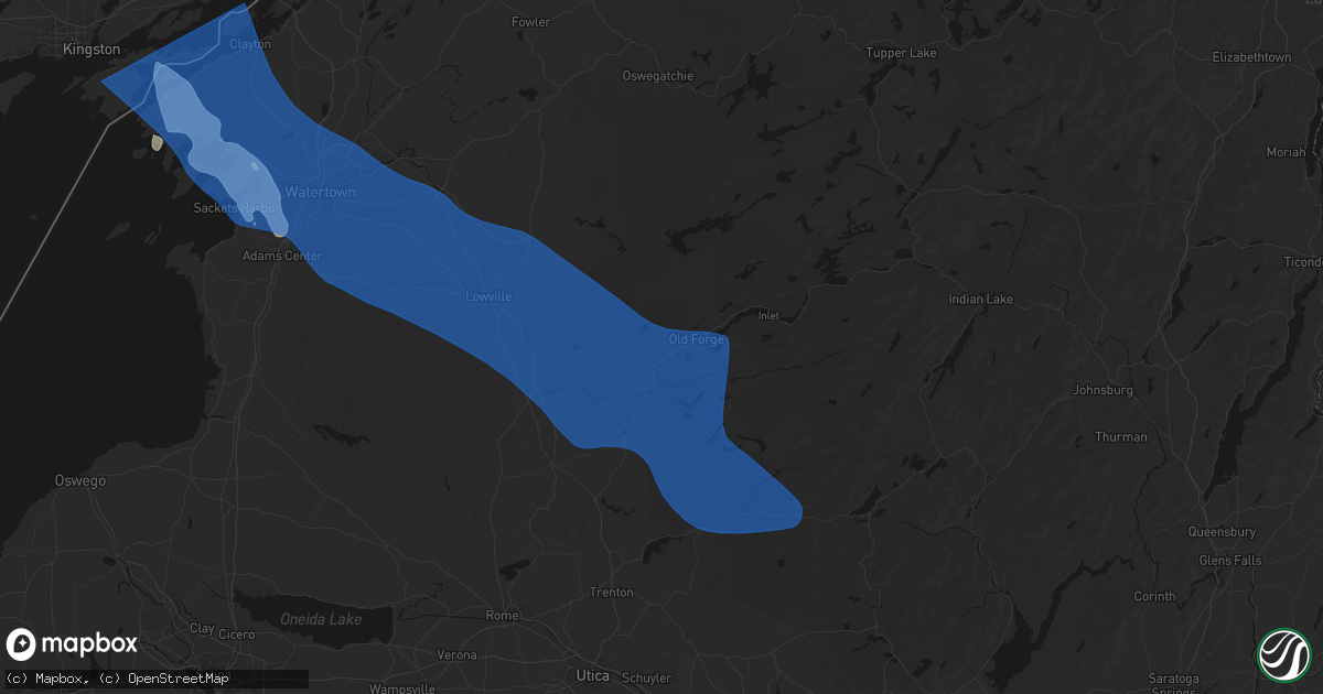 Hail map in Thendara, NY on June 30, 2026