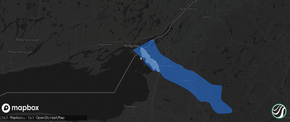 Hail map in Three Mile Bay, NY on June 30, 2026