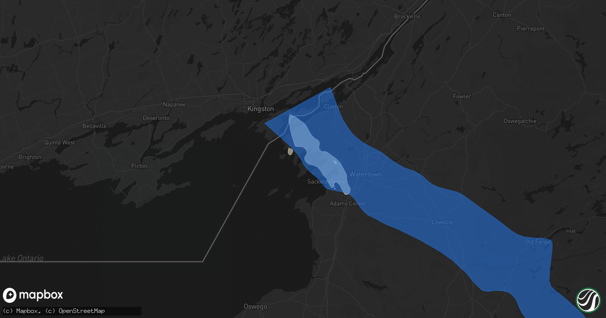 Hail map in Three Mile Bay, NY on June 30, 2026