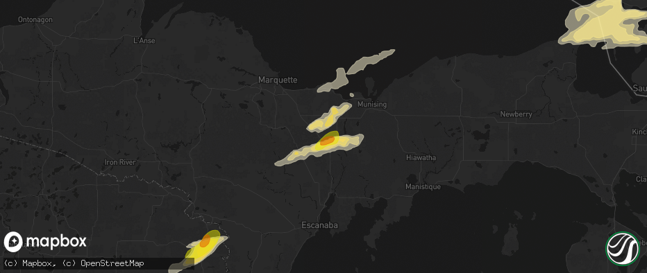 Hail map in Trenary, MI on June 30, 2026