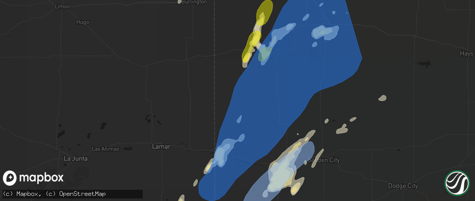 Hail map in Tribune, KS on June 30, 2026