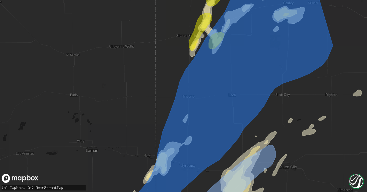 Hail map in Tribune, KS on June 30, 2026